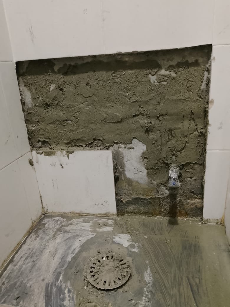 Concealed pipe repair in progress